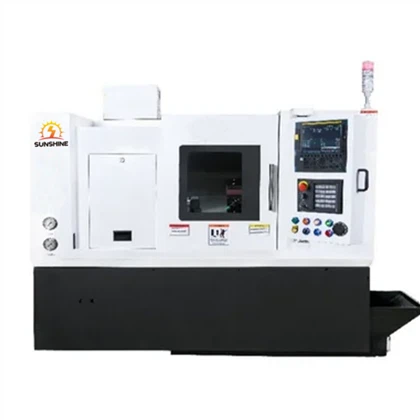 Torno CNC de mecanizado de precisión con caja de cambios de bancada inclinada